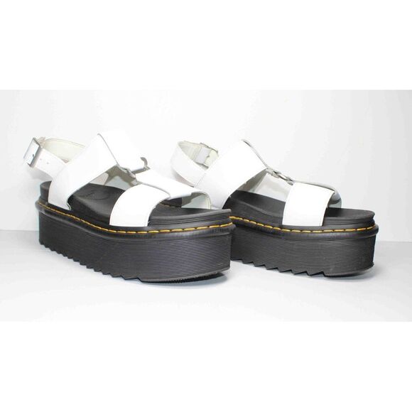 DR MARTENS Francis White‎ Leather Platform Sandals Size 11 - Picture 1 of 9